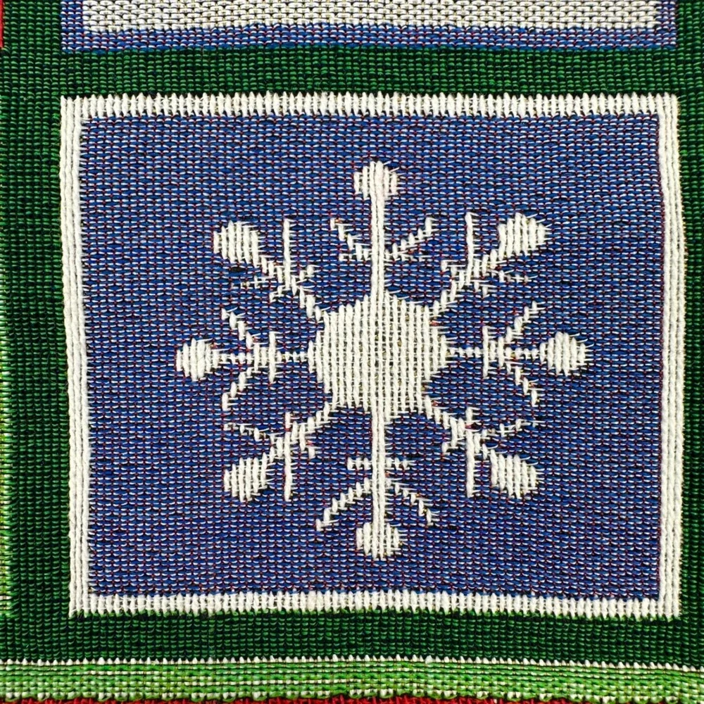 Christmas Tapestry Table Runner 72x13 Cotton Snowman Santa Holly by Holiday Home